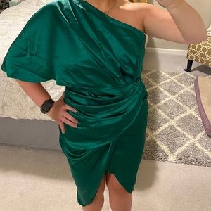 Green one shoulder dress